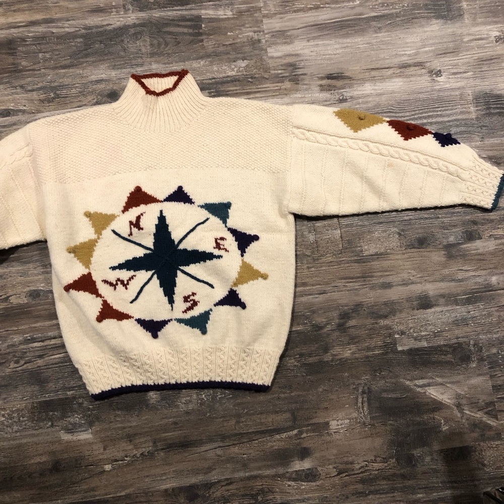 100% soft wool, hand knit sweater by Edy Lyngass, Scottish designer